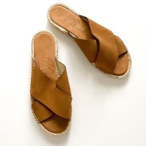 MAYPOL Criss Cross Anthropologie Suede Tan Espadrille Sandals EU 39 US 7…